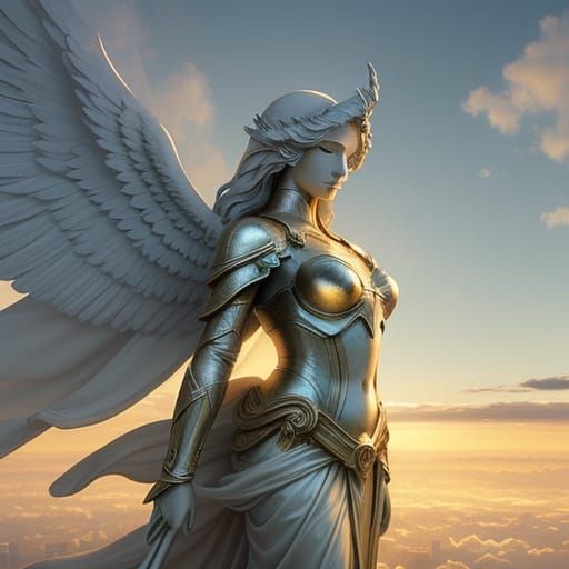 Massive Angelic Figure Over London at Dawn