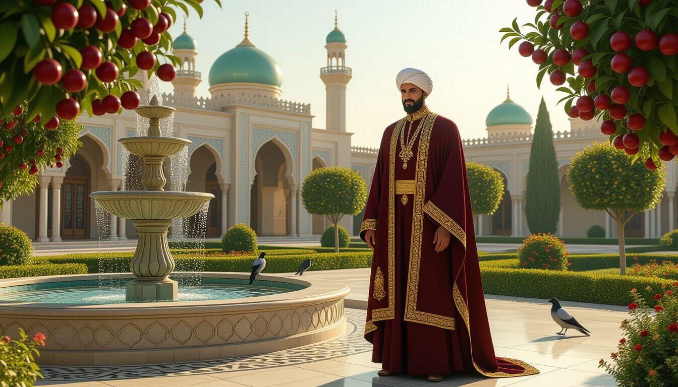 Sheikh Ali in an Islamic Garden, Digital Painting