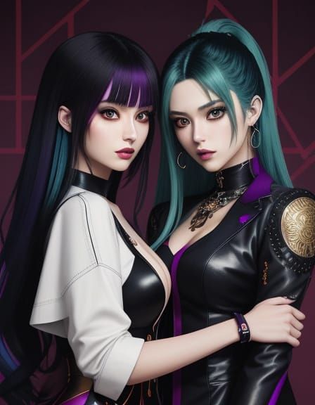 Anime Women Embody Urban Gothic Style in Elegant yet Edgy Fa...