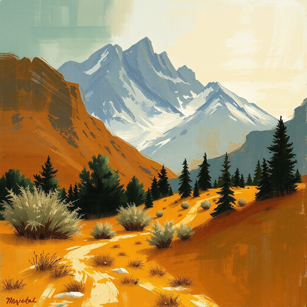 Textured Landscape in Earth Tones with Drybrush Technique