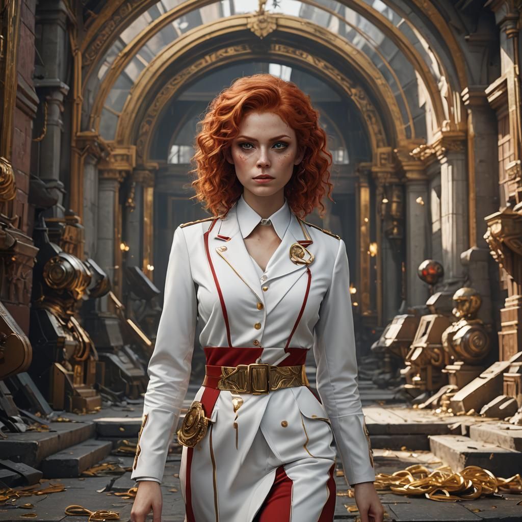 Red-Eyed Woman in Detailed Fantasy Concept Art