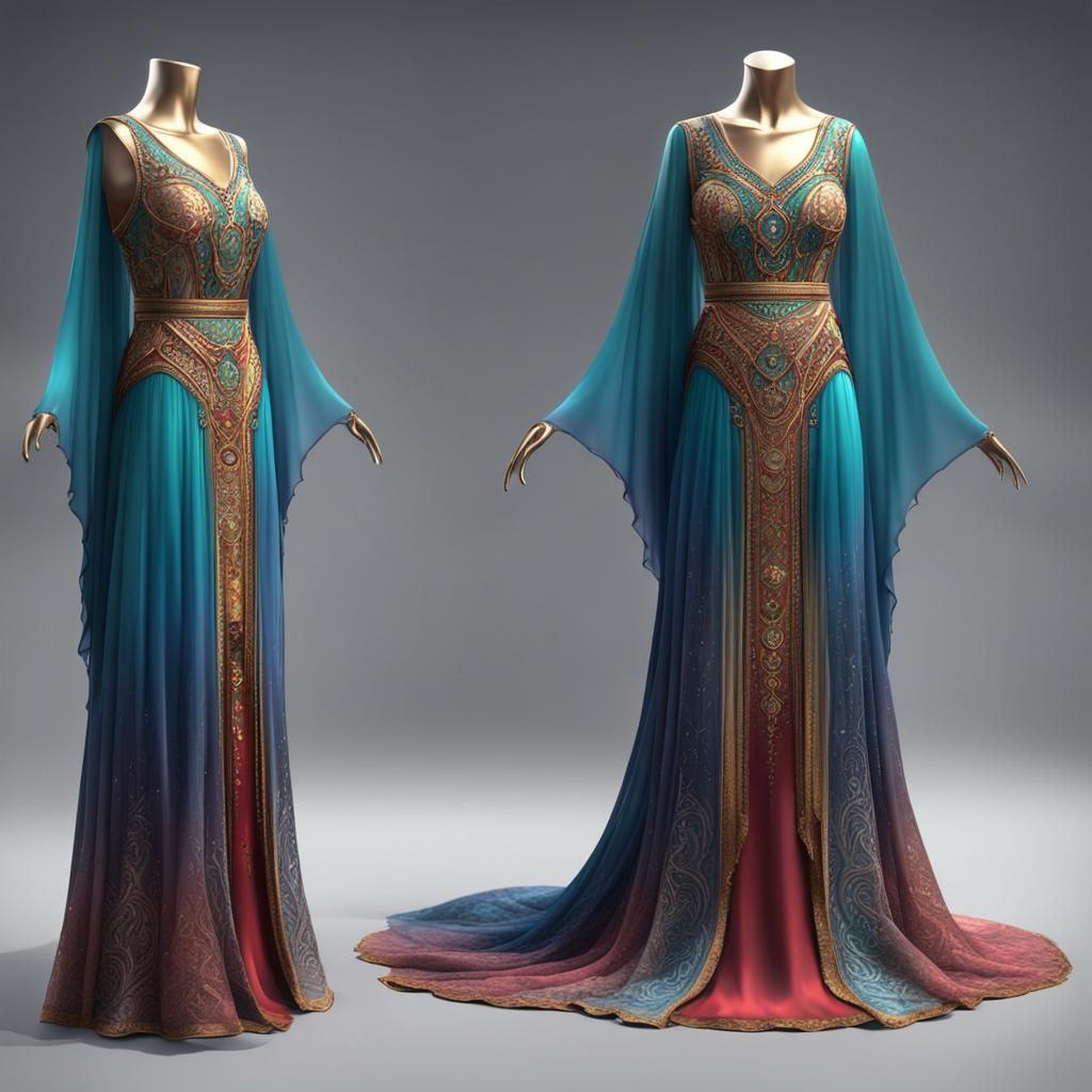 Colorful Arabic Dress: Fantasy Concept Art