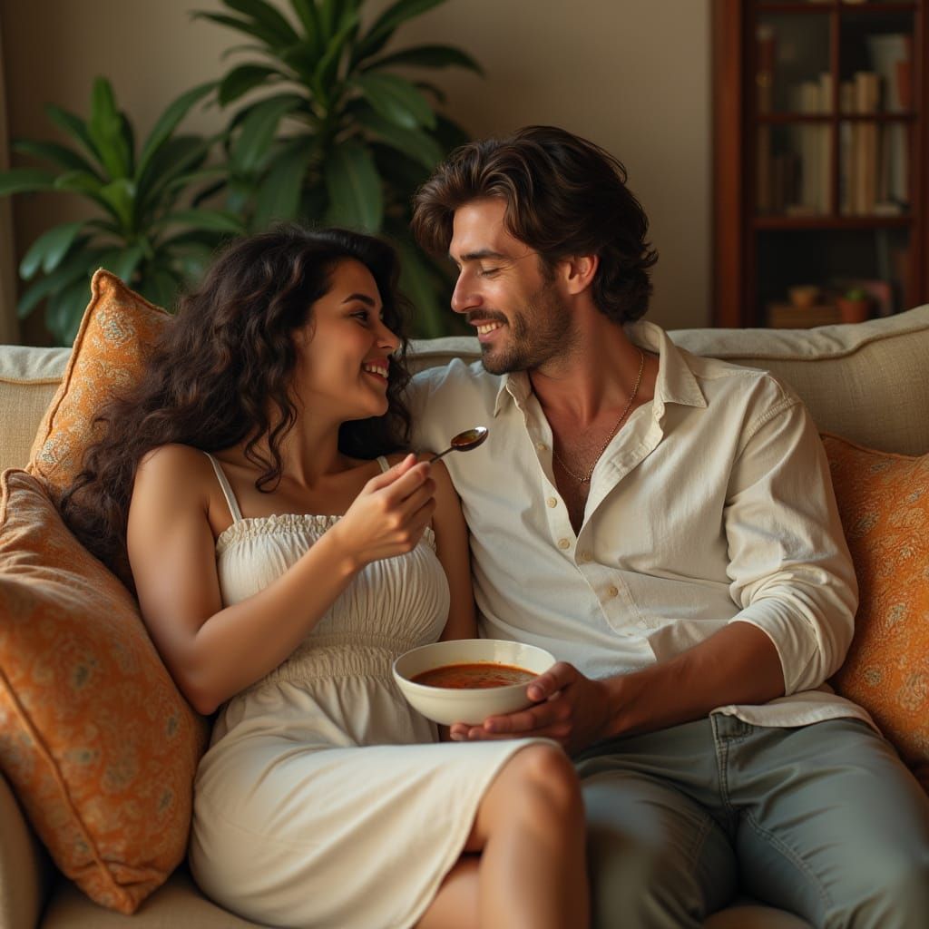 Cozy Brazilian Home Scene in Pin Up Style