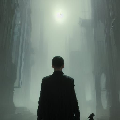 Kind Man and Ghost in Dark Fantasy Art