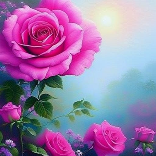 Ethereal Pink Roses in a Luminist Style