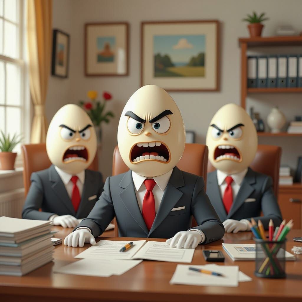 Surreal Eggs Working From Home in Dali Style