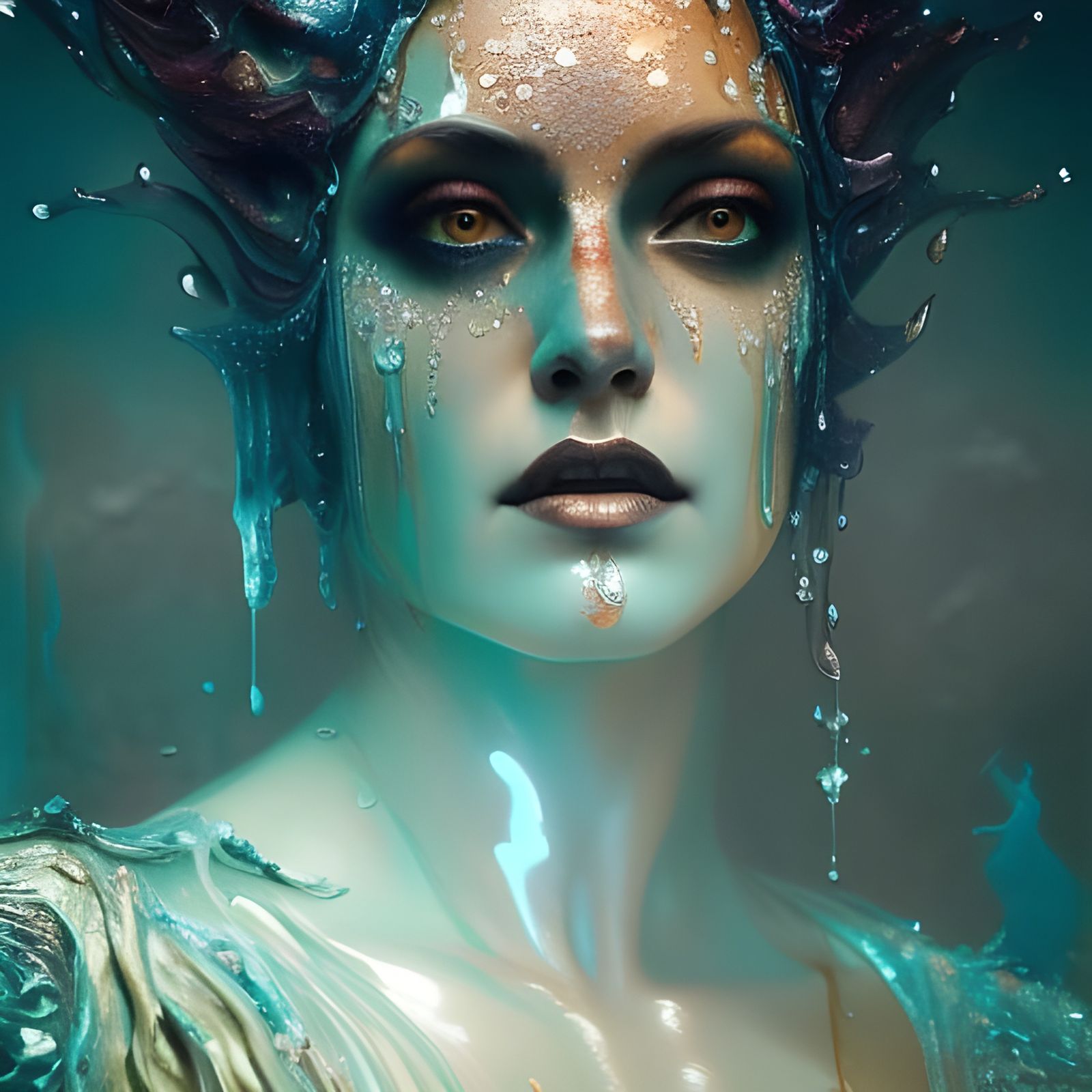 Melting Woman in Water: Hyperdetailed Fantasy Art