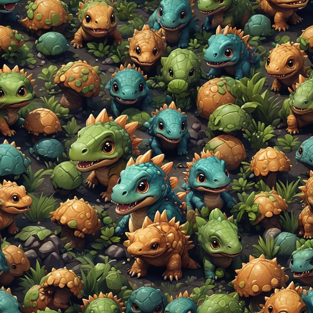 Chibi Cute Baby Dinosaur in Detailed Matte Painting