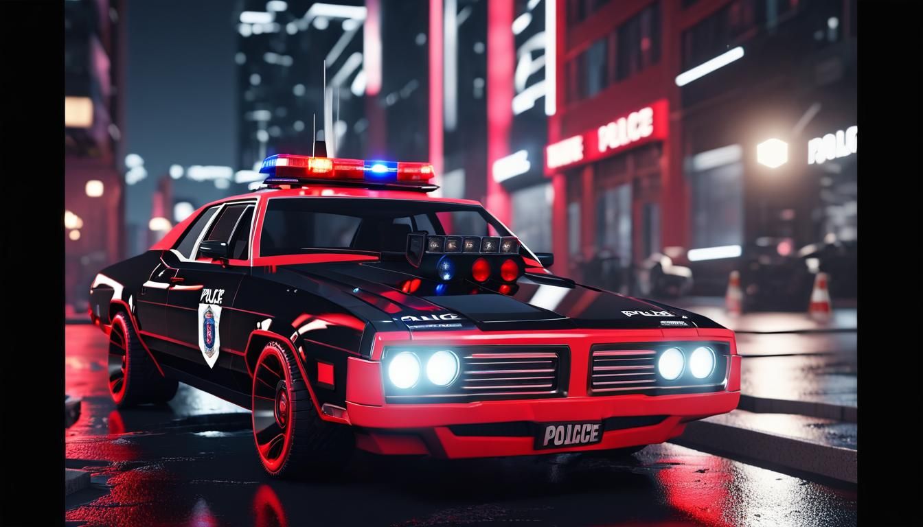 Futuristic Red Car Chase in Sci-Fi City