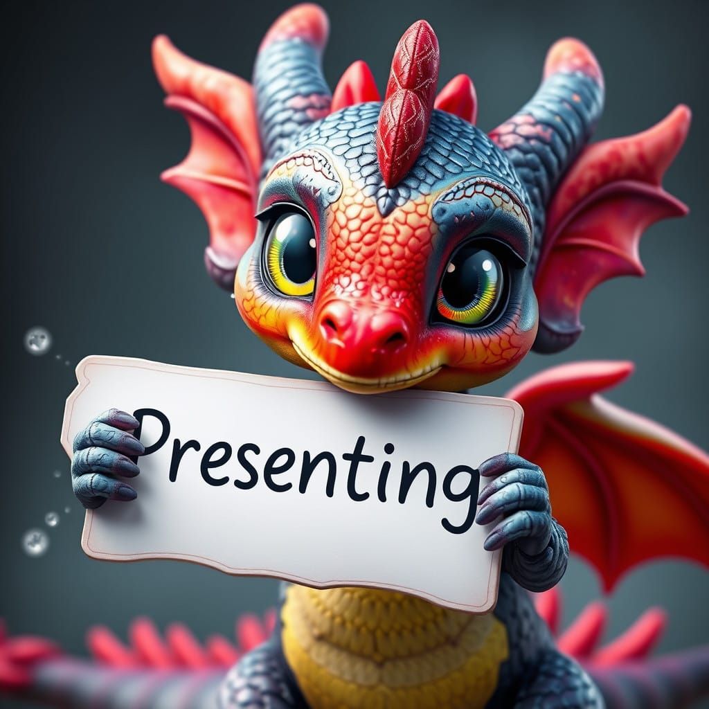 Surreal Baby Rainbow Dragon Showcases Vibrant Presenting Sty...