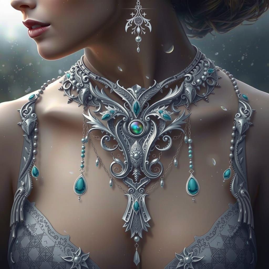 Elegant Mithril Necklace in Intricate Digital Design