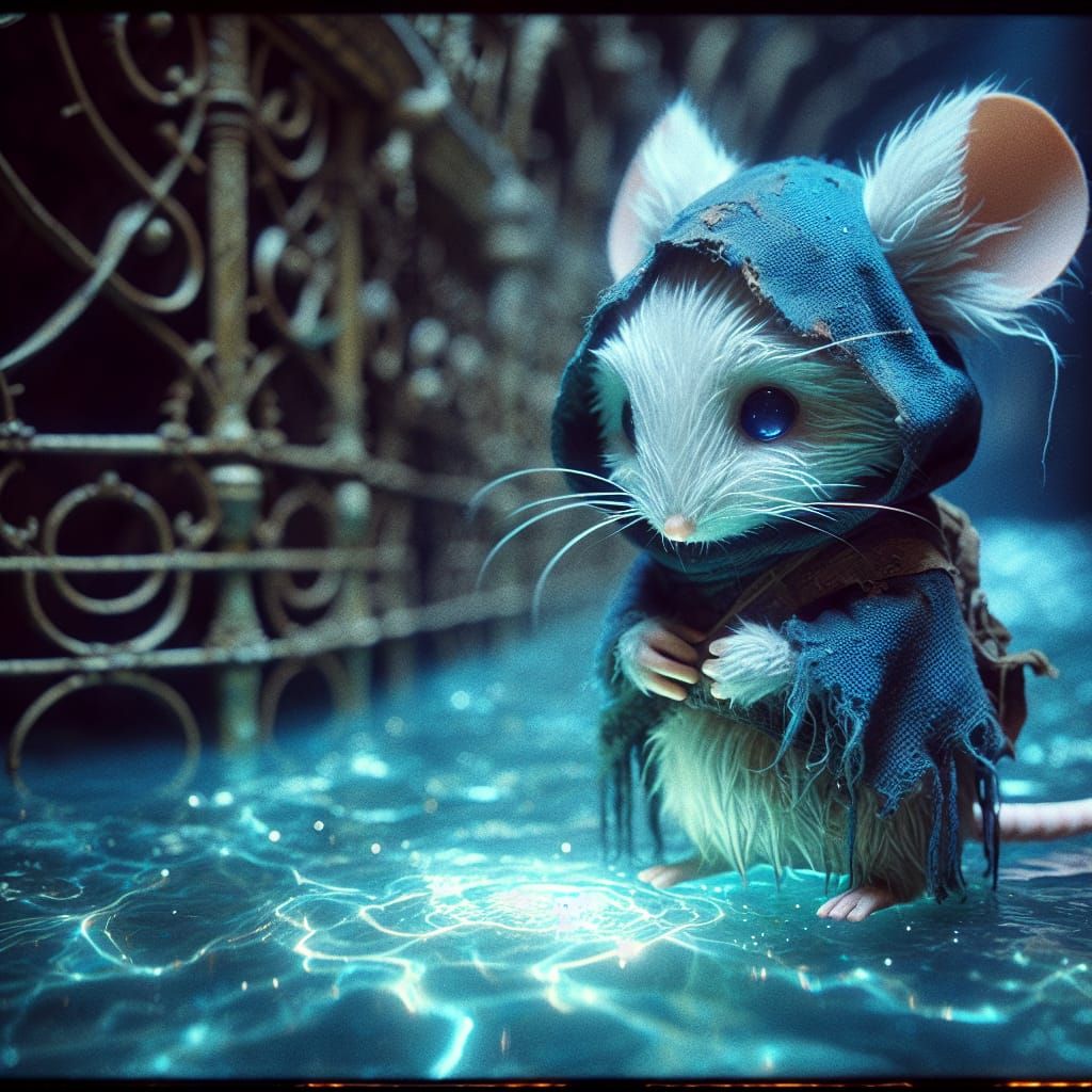 Adorable Street Merchant Peeks from Enchanted Pool in 80s Fa...