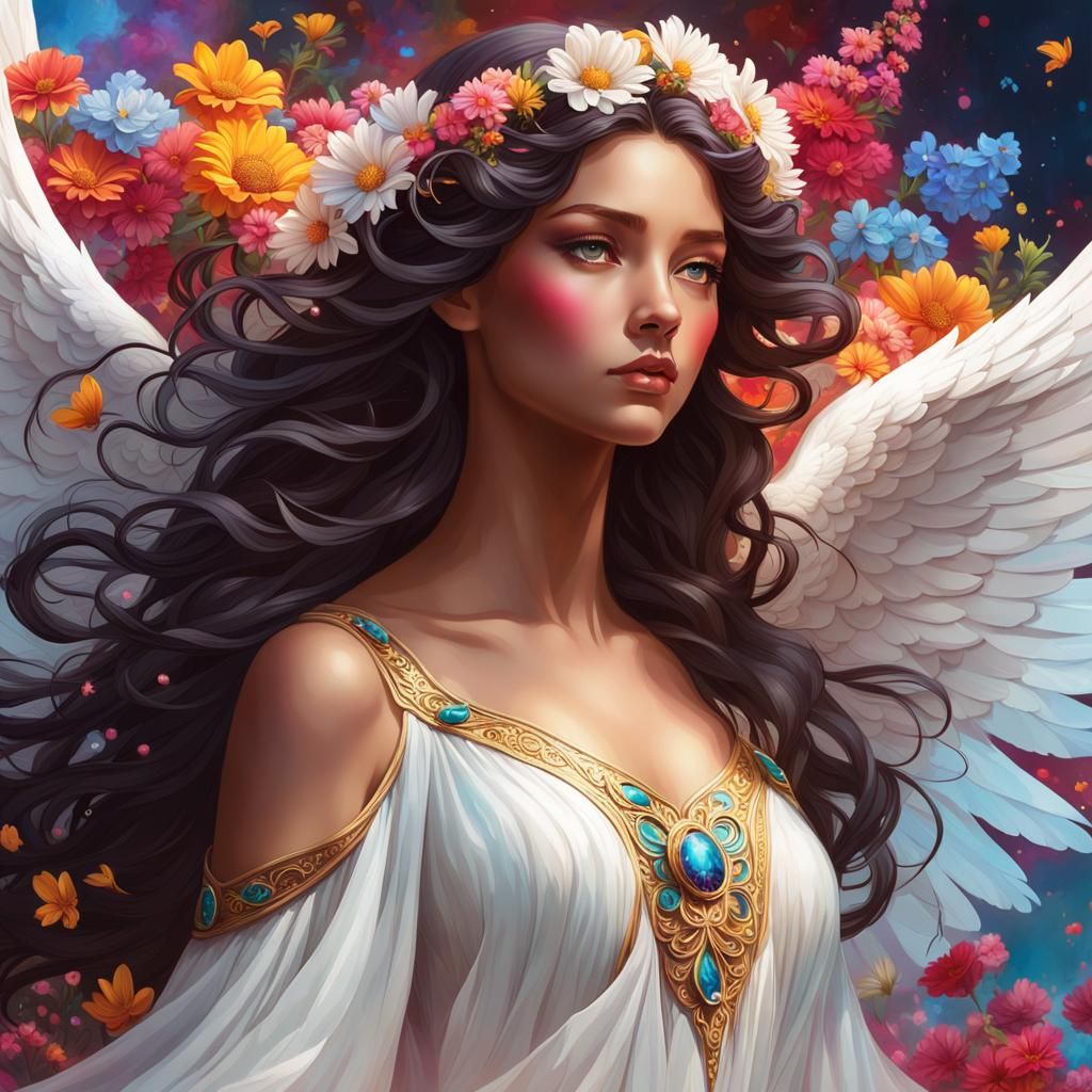 Angel in Swirling Colors: Fantasy Portrait