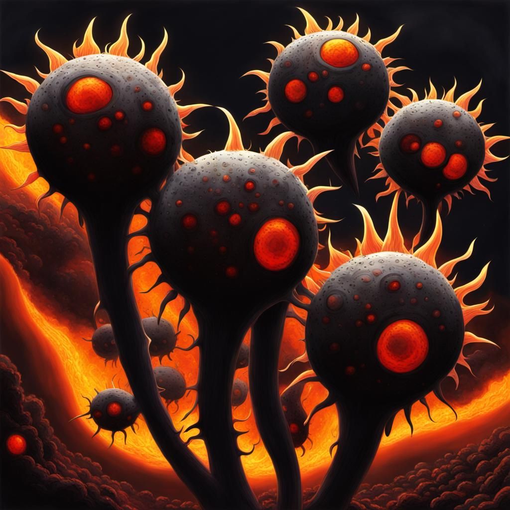 Black Amoebas Devouring a Blazing Sun