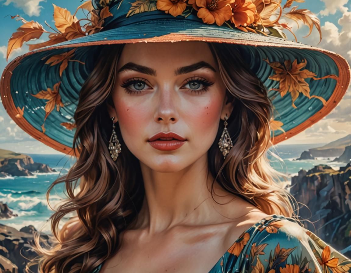 Elegant Woman Portrait in Golden Age Illustration Style