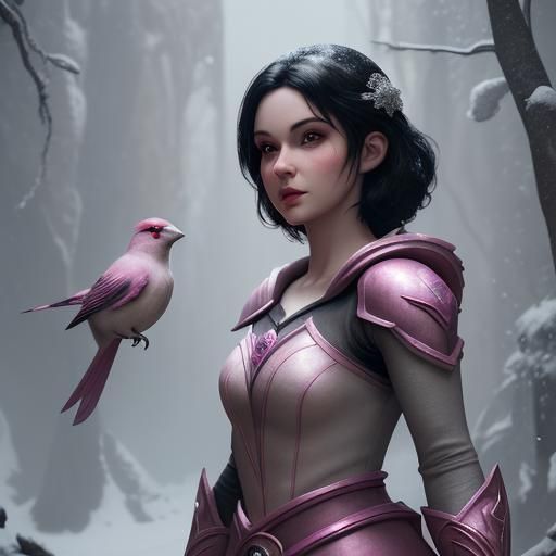 Snow White Finch Bird Power Ranger: Detailed Matte Painting