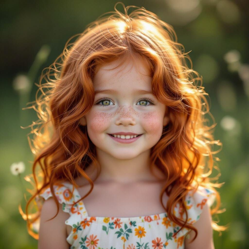 Fiery Haired Girl in Golden Hour Glow