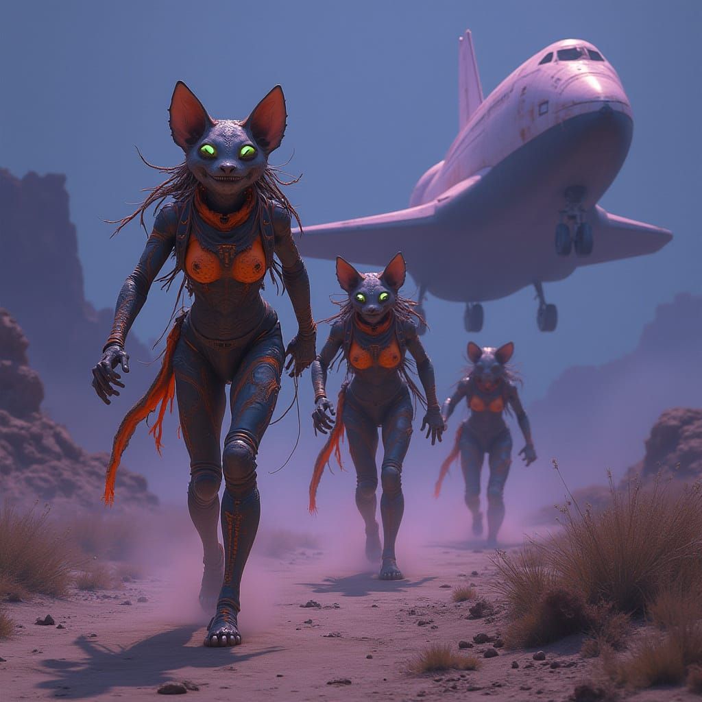 Dystopian Hybrids Run in Futuristic Landscape