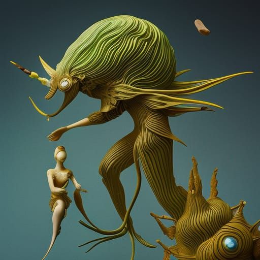 Fairytale Fritillaria Imperialis with Mythical Sculptures