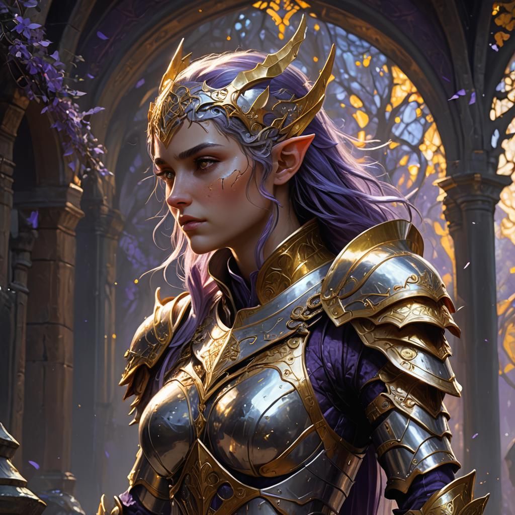 Ethereal Elf Knight in Dark Fantasy Style