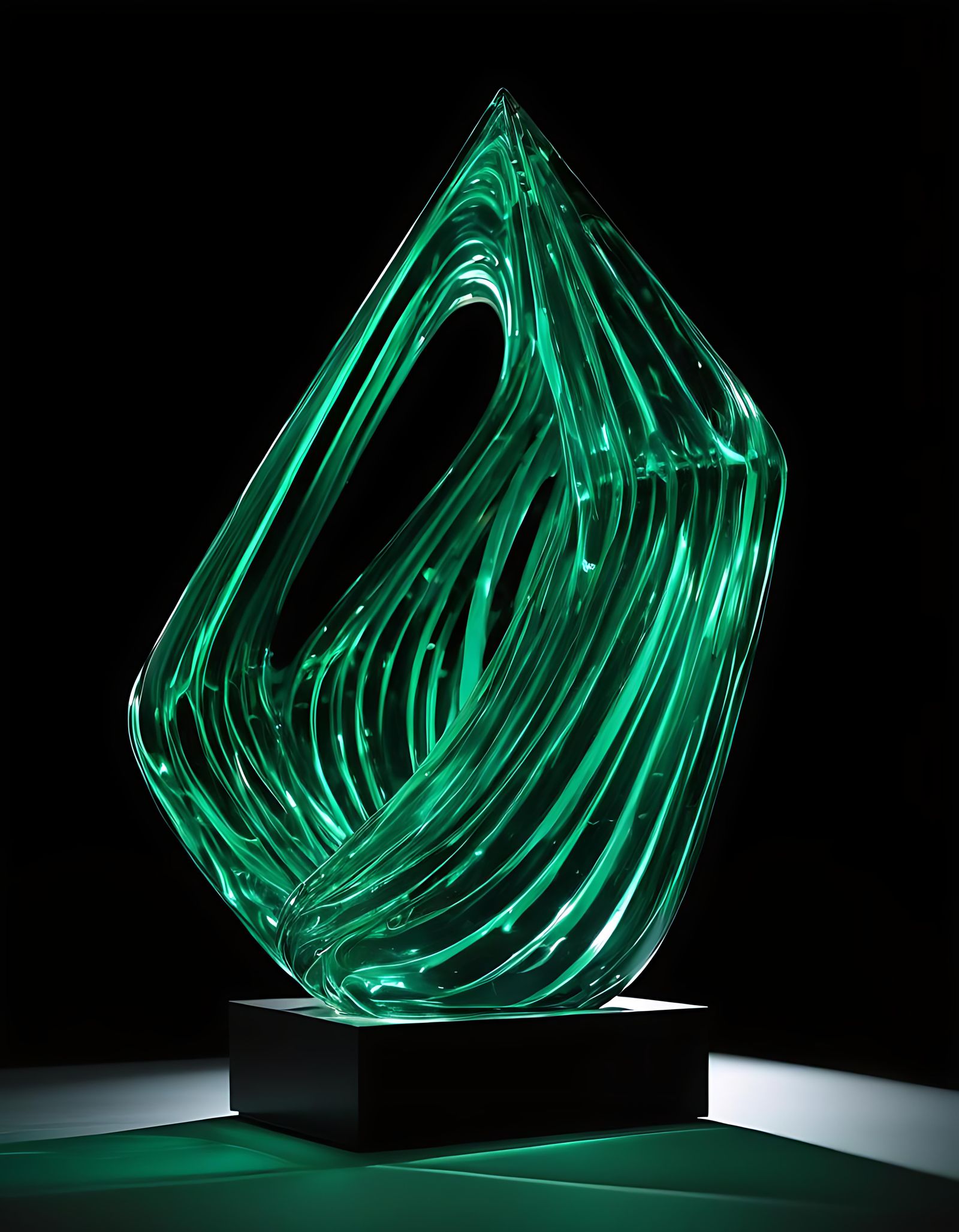 Striking Glass Sculpture at Night