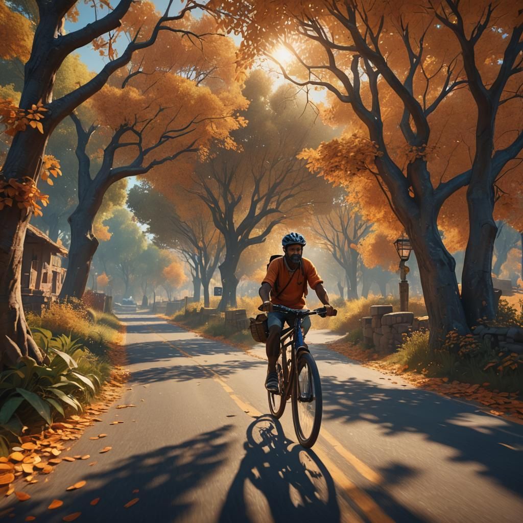 Indian Village Scene in Golden Light, Digital Art