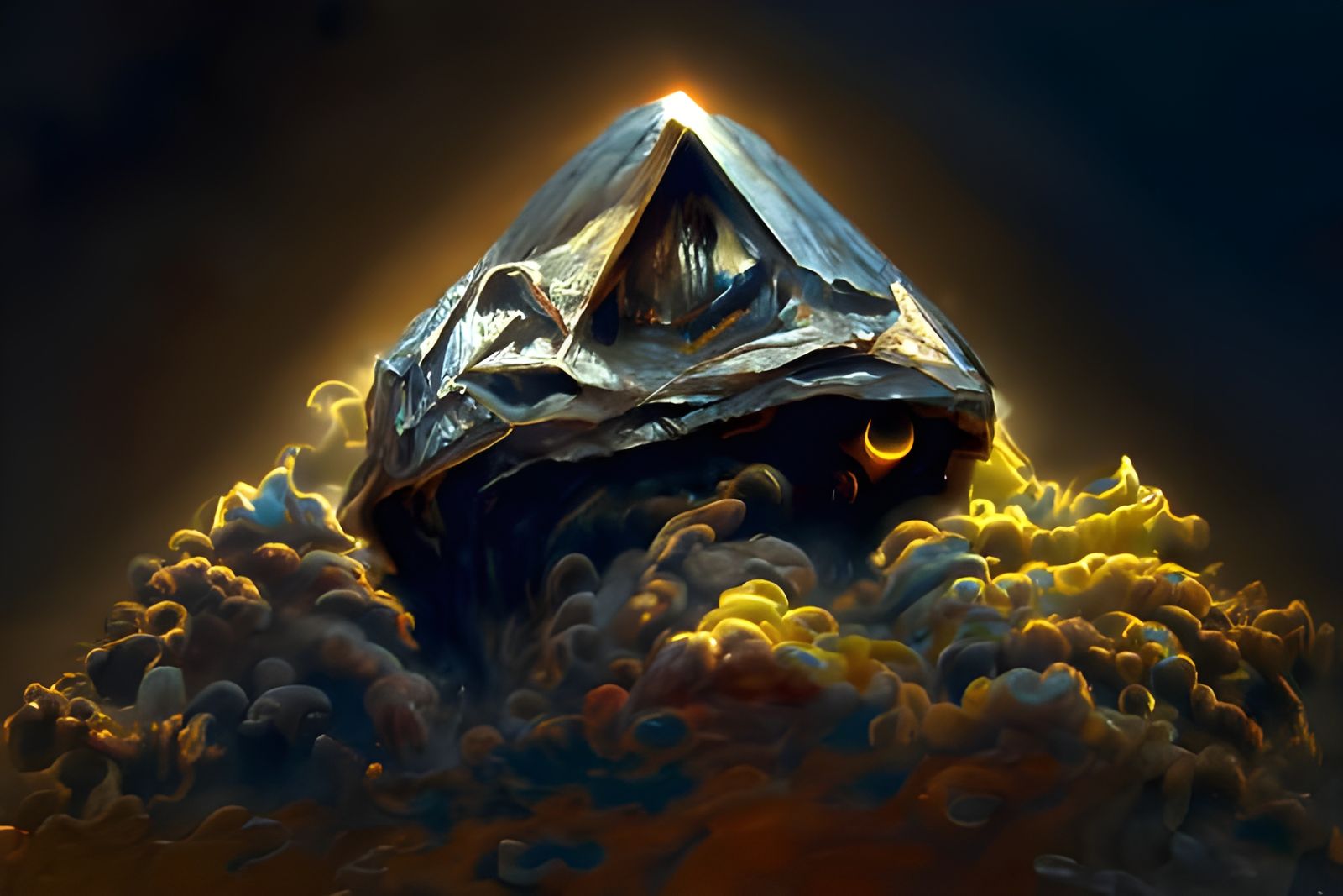 Glowing Pyramid During Solar Eclipse in Surrealist Style