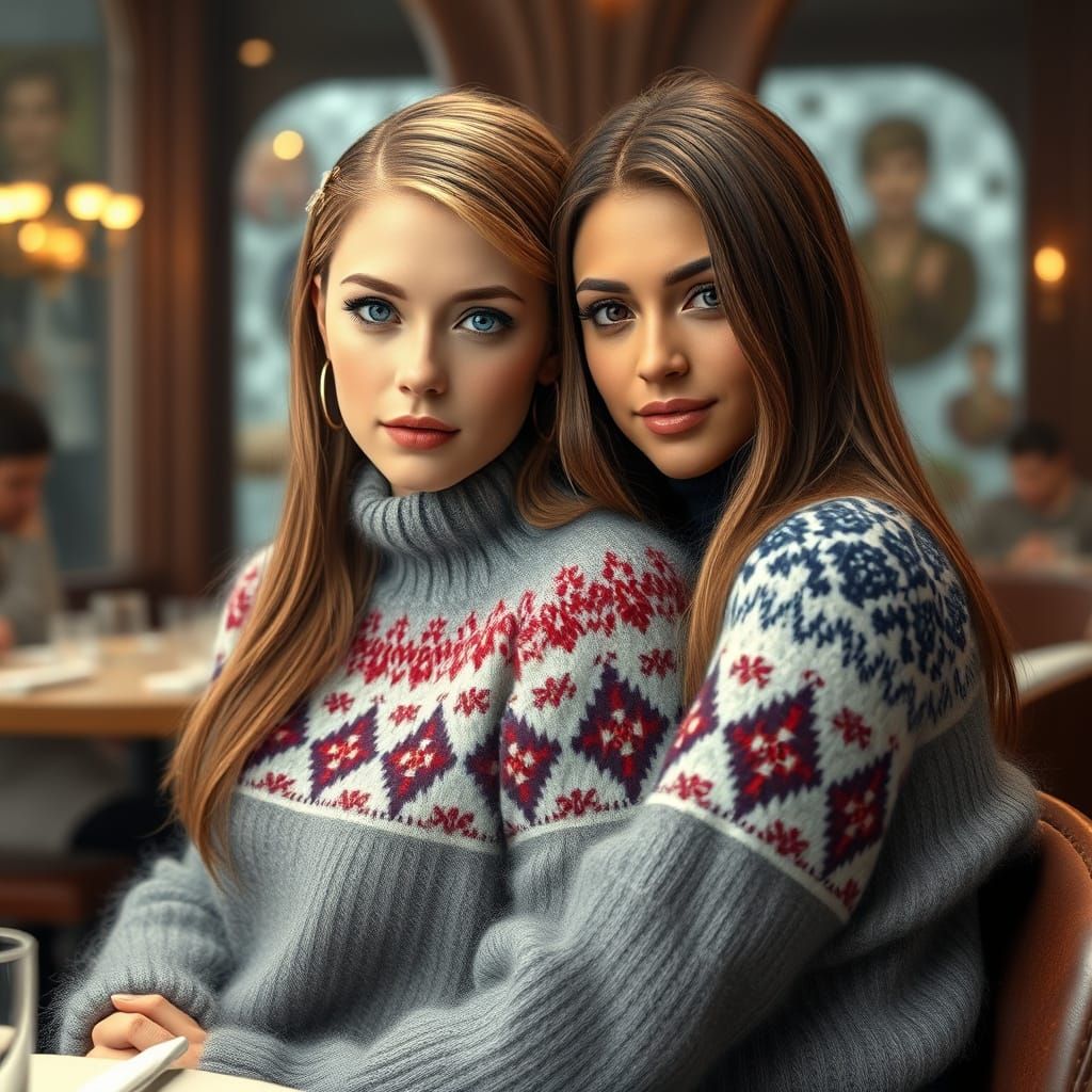 Elegant Women in Intimate Restaurant Moment