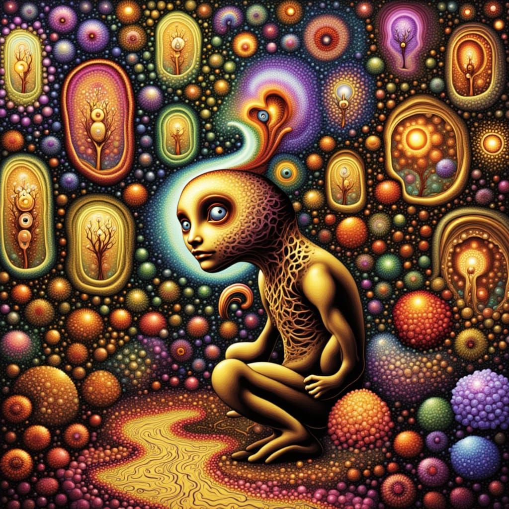 Mystical Hybrid in Mirror Maze with Floral Wallpaper