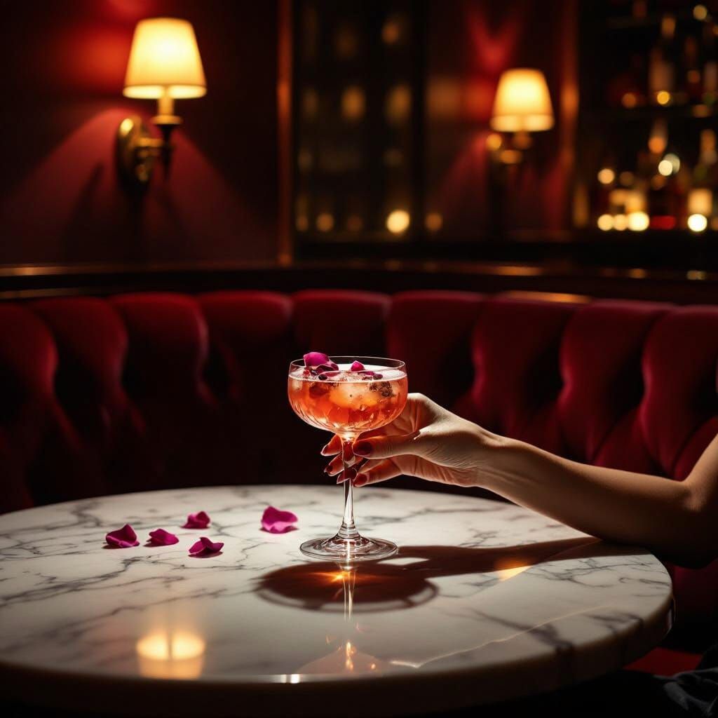 Luxurious Night Bar with Cocktail in Old-Hollywood Glamour