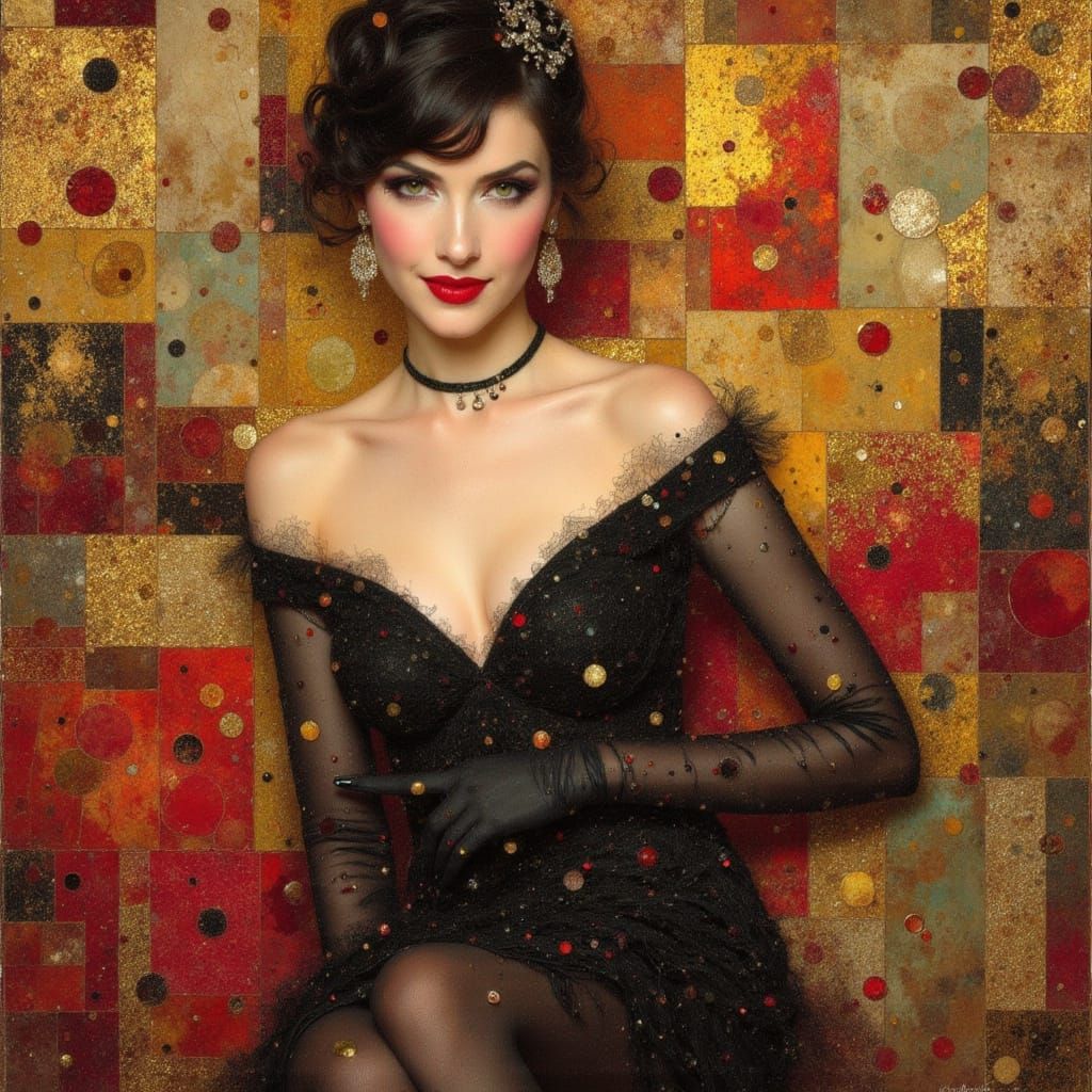 1920s Flapper Portrait in Art Deco Style