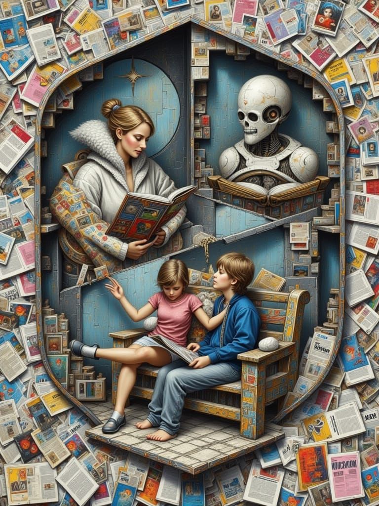 Diverse Reading Scenes in Octagonal Panels