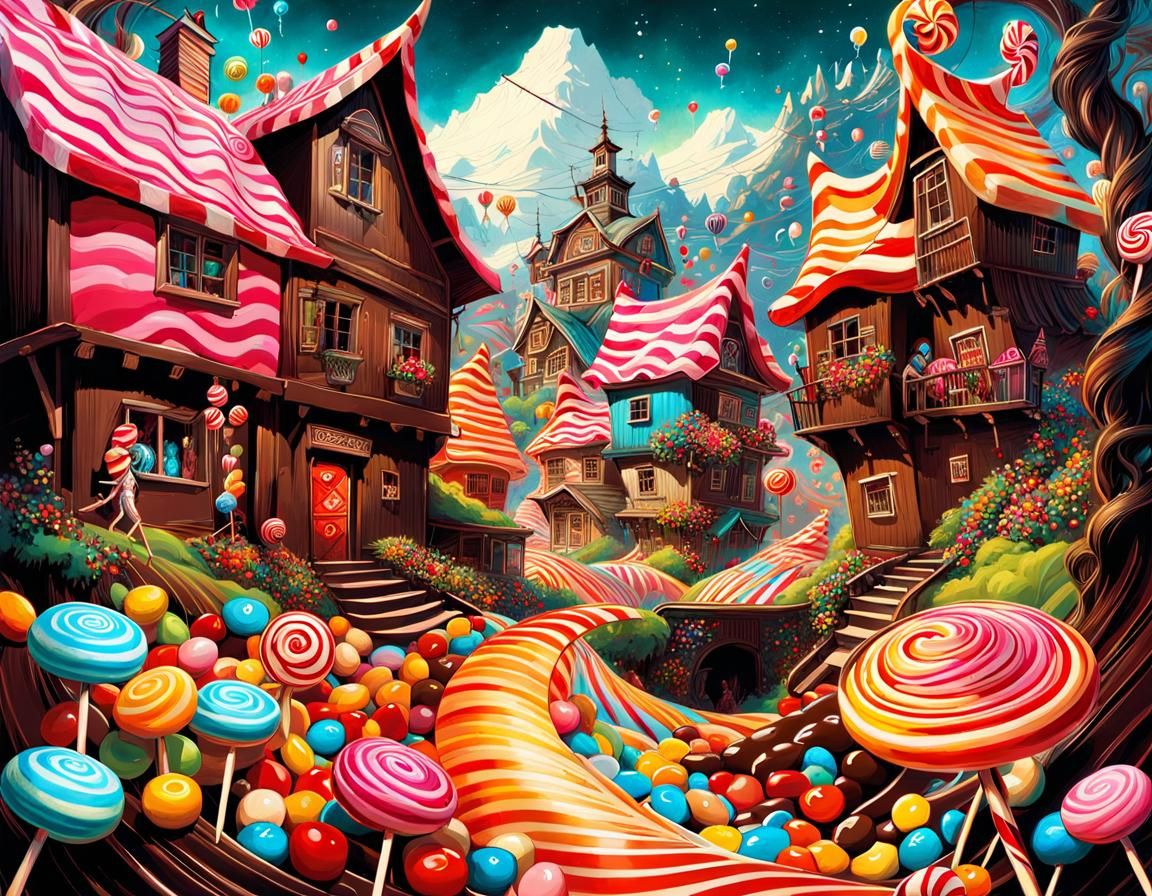 Candy Village: A Candyland Digital Illustration