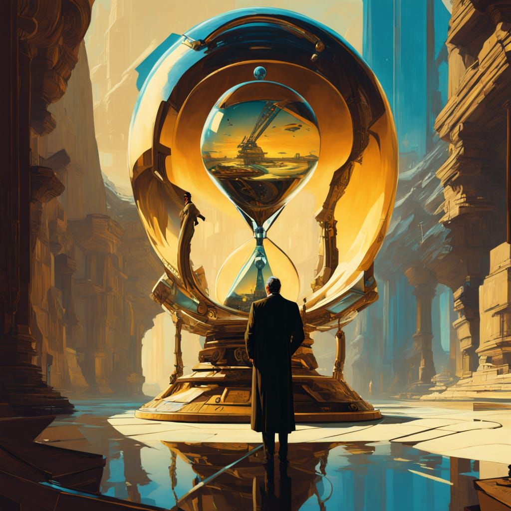 Surreal Hourglass in Space with Child Portal