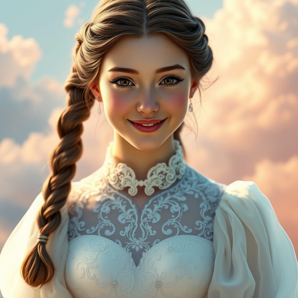 Gentle European Beauty in Enchanted Landscape