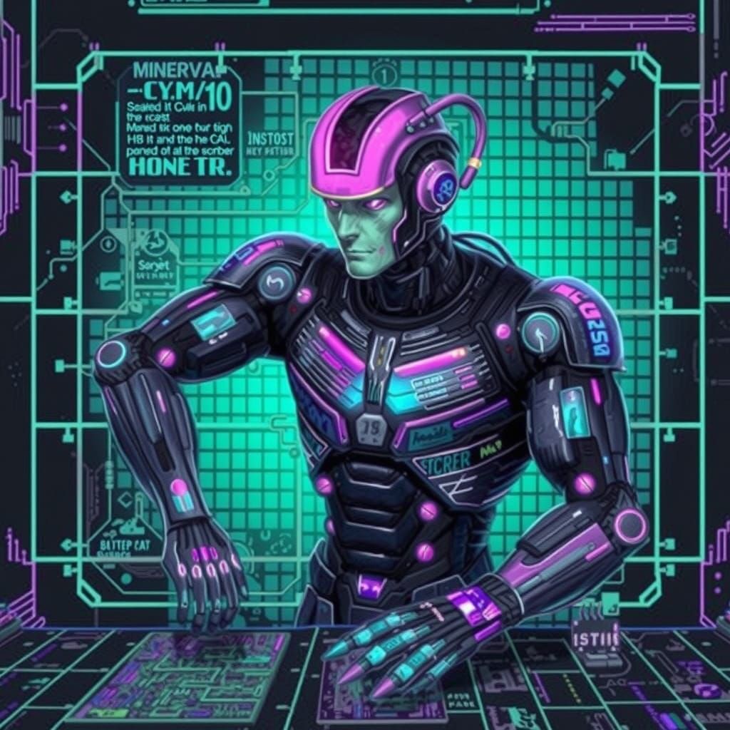 Cyborgs in Retro Futuristic Grid