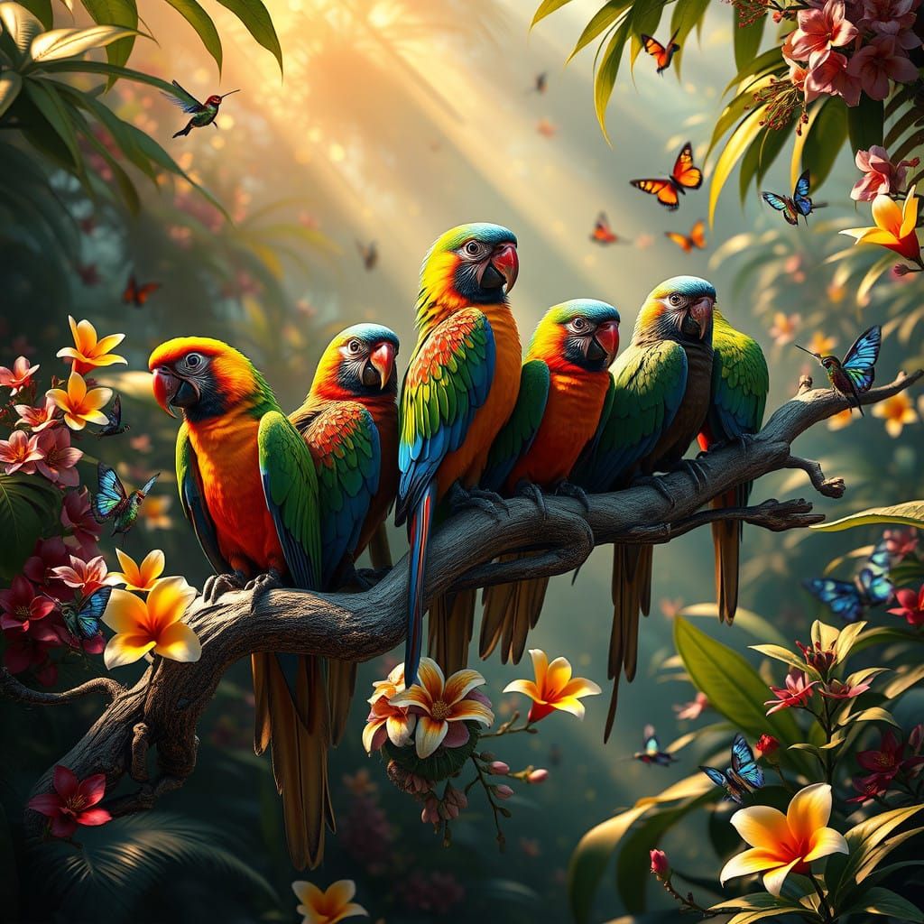 Vibrant Tropical Rainforest Scene in Unreal Engine Style