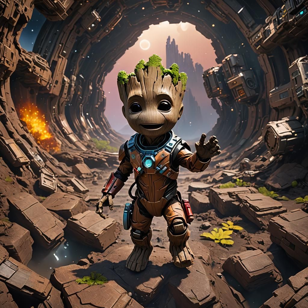 Baby Groot in Spacesuit: Fantasy Concept Art