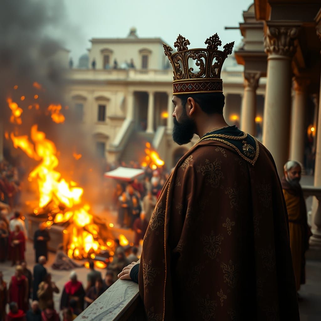 Byzantine Emperor Witnessing the Nika Riot in Cinematic Film
