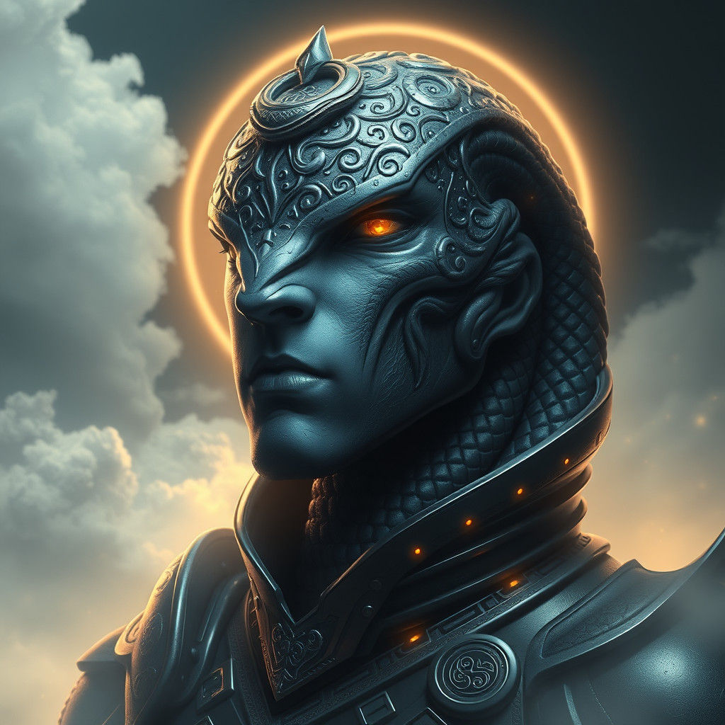 Sentient Serpent Soldier in Ethereal Light