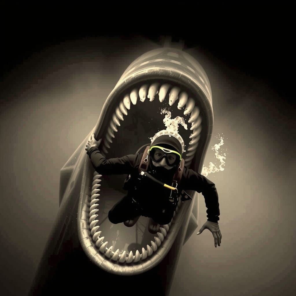Diver Stares into Abyss as Horror Emerges, in Biomechanical ...