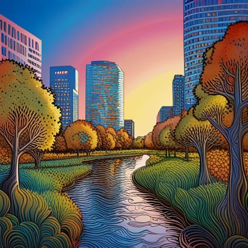 Canning River Perth: Abstract Vector Fractal Art