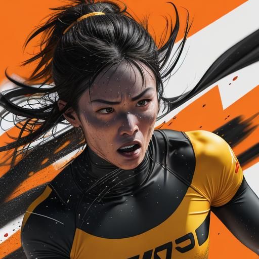 Sprinter Bursts Across Finish Line: Dynamic Sports Photograp...