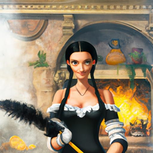 Anthro Reptile Maid in Ethereal Fantasy Style