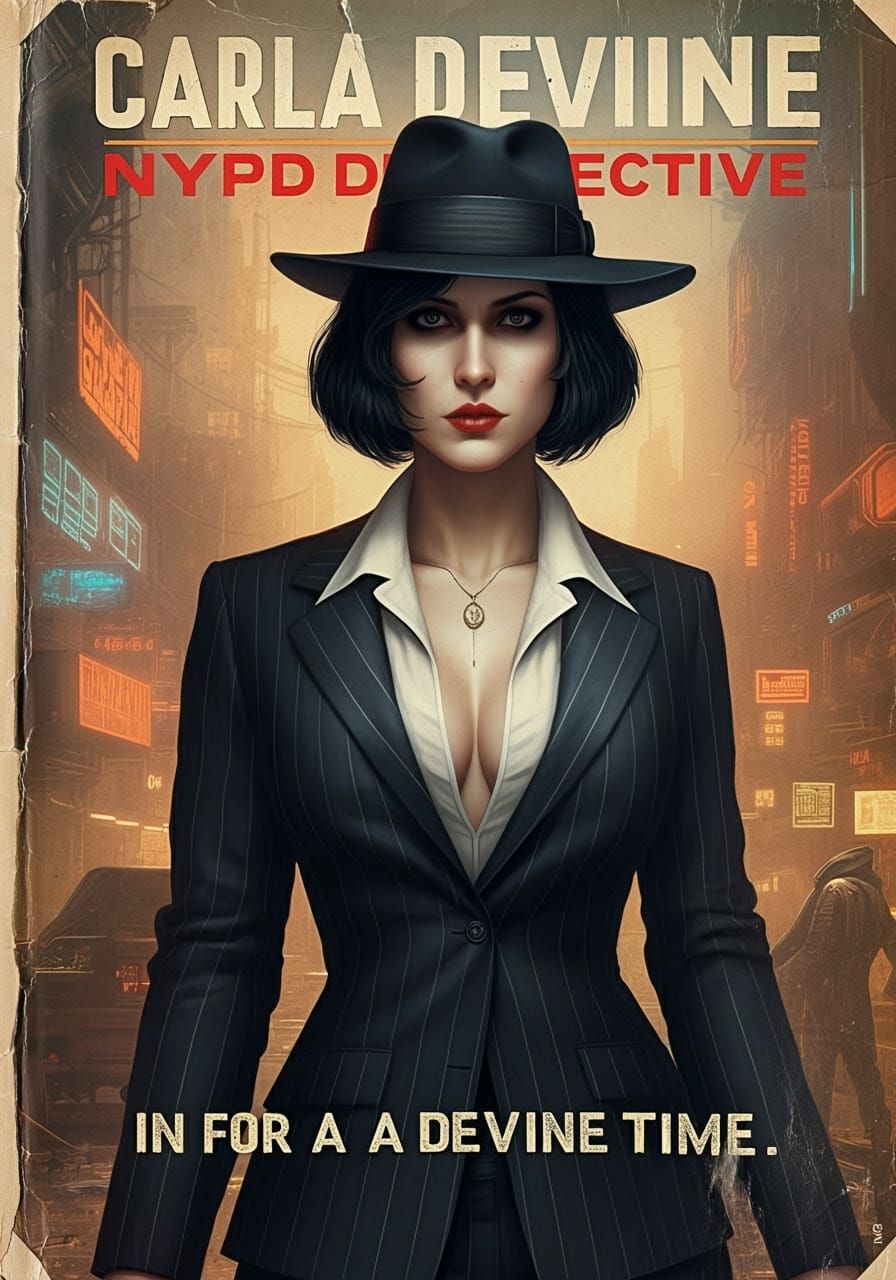 Cyberpunk NYPD Detective in Dystopian Future