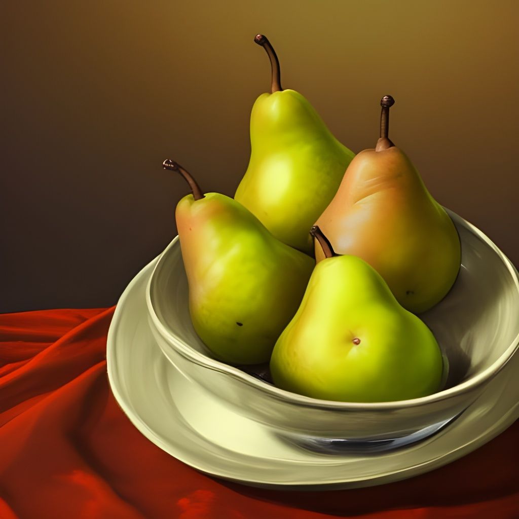 Glass Bowl of Pears: Detailed Matte Painting