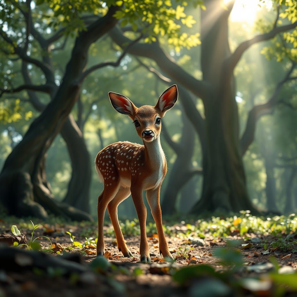 Enchanted Forest Fawn in Whimsical Wonderland Style