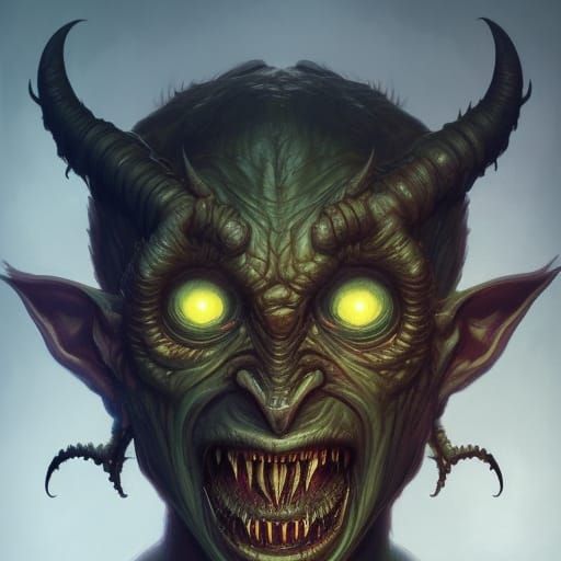 Eldritch Demonic Goblin Portrait in Digital Art Style