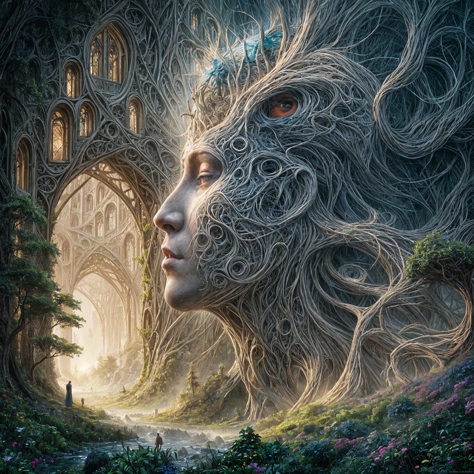 Ancient Visage Emerges in Forgotten Realm: Digital Art