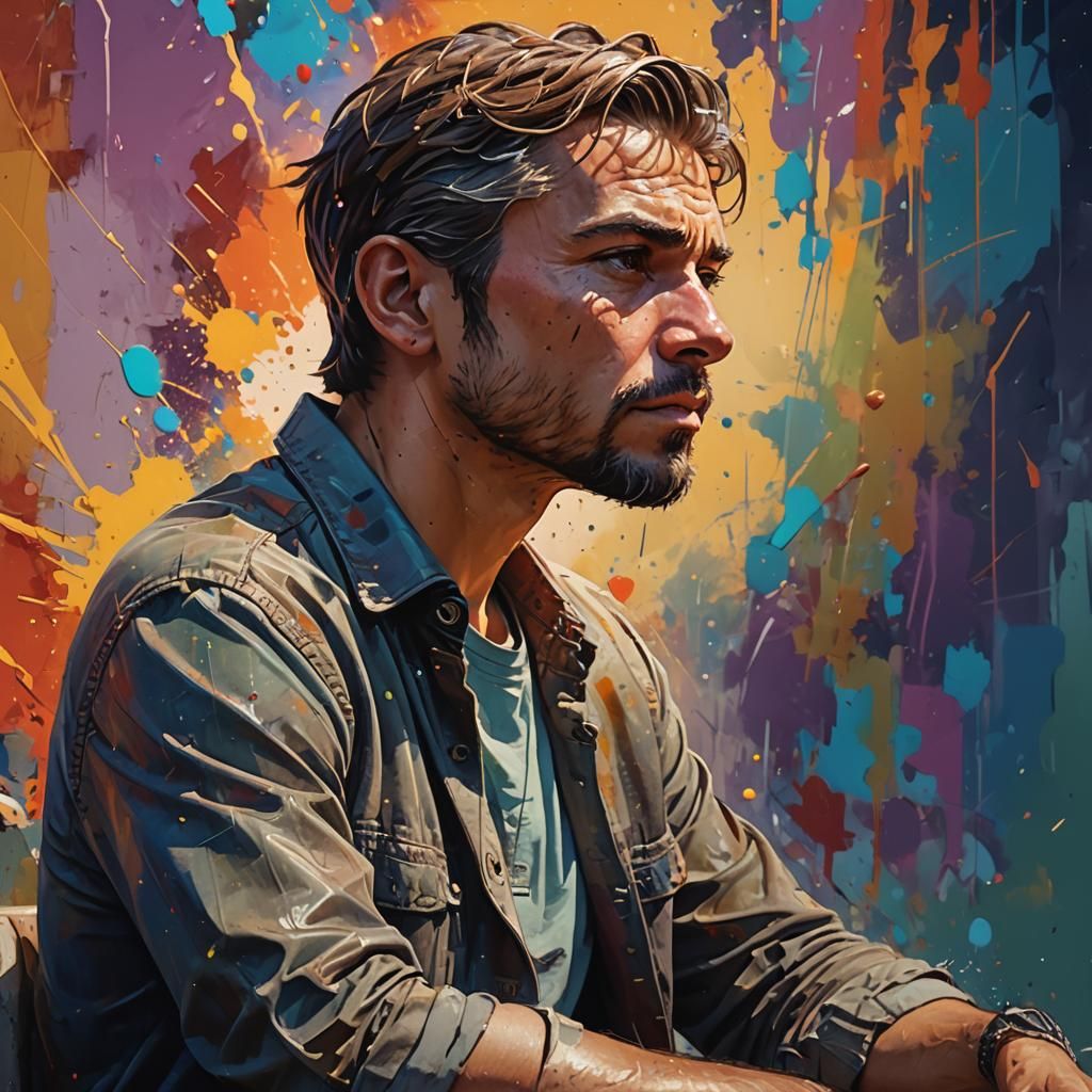 Intricately Detailed Hyperrealistic Portrait of Man Thinking